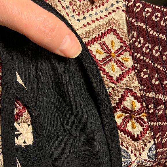 Anthropologie Grasslands Midi Dress by Floreat Mixed Fabric Embroidered Size 4 - Picture 13 of 13